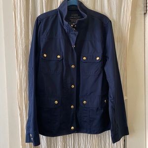J Crew Boyfriend Field Jacket-Blue-Snap and Zip-XL